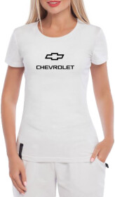 Футболка женская Globuspioner классическая Chevrolet Big Logo белая принт спереди