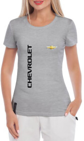 Футболка женская Globuspioner классическая Chevrolet Logo Vertical серая принт спереди