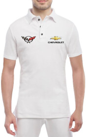 Футболка мужская Globuspioner поло Chevrolet Corvette белый спереди