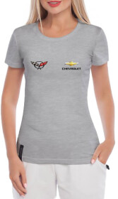 Футболка женская Globuspioner классическая Chevrolet Corvette серая принт спереди