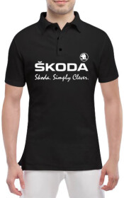 Футболка мужская Globuspioner поло Skoda Slogan черный спереди