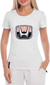 Футболка женская Globuspioner классическая Rise of Honda белая принт спереди