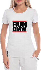 Футболка женская Globuspioner классическая Run BMW белая принт спереди