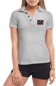 Футболка женская Globuspioner поло Run BMW серая принт спереди