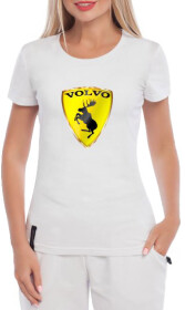 Футболка женская Globuspioner классическая Volvo Logo Moose белая принт спереди