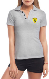 Футболка женская Globuspioner поло Volvo Logo Moose серая принт спереди