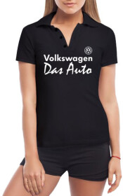 Футболка женская Globuspioner поло Volkswagen Slogan черная принт спереди
