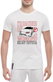 Футболка чоловіча Globuspioner класична Working on my Toyota біла принт спереду