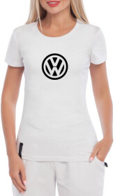 Футболка женская Globuspioner классическая Volkswagen Mini Sign Black белая принт спереди