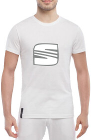 Футболка чоловіча Globuspioner класична Seat Big Logo Silver біла принт спереду