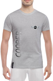 Футболка мужская Globuspioner классическая Mini Cooper Big Logo Vertical серый спереди