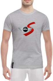Футболка мужская Globuspioner классическая Mini Cooper S Big Logo Red серый спереди