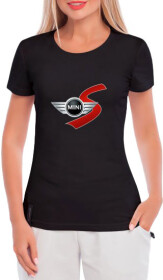 Футболка женская Globuspioner классическая Mini Cooper S Big Logo Red черная принт спереди