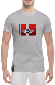 Футболка мужская Globuspioner классическая Mini Cooper Big Logo Red серый спереди