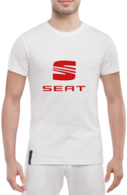 Футболка чоловіча Globuspioner класична Seat Big Logo біла принт спереду