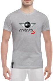 Футболка чоловіча Globuspioner класична Mini Cooper S Big Logo сіра принт спереду