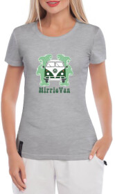 Футболка женская Globuspioner классическая Volkswagen Hippie Van серая принт спереди