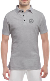 Футболка чоловіча Globuspioner поло Mercedes-Benz Laurel Leaf Badge сіра принт спереду