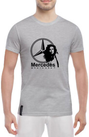 Футболка чоловіча Globuspioner класична Mercedes Who is She сіра принт спереду