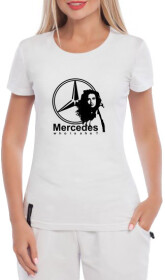 Футболка женская Globuspioner классическая Mercedes Who is She белая принт спереди