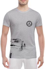 Футболка чоловіча Globuspioner класична Mercedes-Benz Art сіра принт спереду
