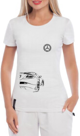 Футболка женская Globuspioner классическая Mercedes-Benz Art белая принт спереди