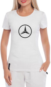 Футболка женская Globuspioner классическая Mercedes-Benz Big Sign белая принт спереди