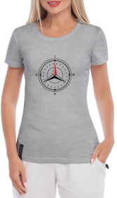 Футболка жіноча Globuspioner класична Mercedes-Benz Compass сіра принт спереду