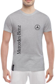 Футболка чоловіча Globuspioner класична Mercedes-Benz Big Logo Vertical сіра принт спереду