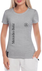 Футболка жіноча Globuspioner класична Mercedes-Benz Big Logo Vertical сіра принт спереду