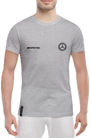 Футболка чоловіча Globuspioner класична Mercedes-Benz AMG Mini Logo сіра принт спереду