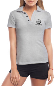 Футболка жіноча Globuspioner поло SsangYong Old Logo сіра принт спереду