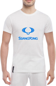 Футболка чоловіча Globuspioner класична SsangYong Logo біла принт спереду