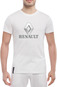 Футболка чоловіча Globuspioner класична Renault Wide Logo Silver біла принт спереду