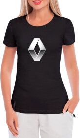 Футболка женская Globuspioner классическая Renault Big Logo Silver черная принт спереди