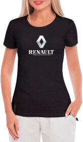 Футболка жіноча Globuspioner класична Renault Logo Silver чорна принт спереду