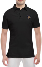 Футболка мужская Globuspioner поло Peugeot Golden Lion черный спереди