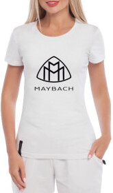 Футболка жіноча Globuspioner класична Maybach Big Logo біла принт спереду