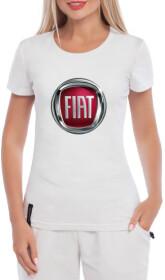 Футболка женская Globuspioner классическая Fiat Big Logo белая принт спереди
