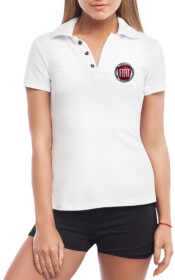 Футболка женская Globuspioner поло Fiat Big Logo белая принт спереди