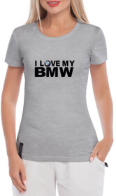 Футболка женская Globuspioner классическая I love My BMW v2 серая принт спереди