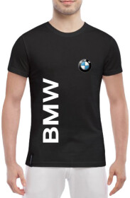 Футболка чоловіча Globuspioner класична BMW Big Logo Vertical чорна принт спереду