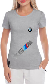 Футболка женская Globuspioner классическая BMW X5 Big Logo Vertical серая принт спереди