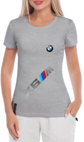 Футболка женская Globuspioner классическая BMW X6 Big Logo Vertical серая принт спереди