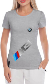 Футболка женская Globuspioner классическая BMW M3 Big Logo Vertical серая принт спереди