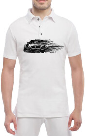 Футболка чоловіча Globuspioner поло BMW E92 M3 Glitch біла принт спереду