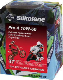 Моторное масло 4T Fuchs Silkolene Pro 4 XP Lube Cube 10W-60 синтетическое