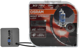 Автолампа Osram Night Breaker Laser H7 PX26d 55 W прозрачно-голубая 64210nlhcb