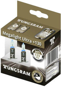 Автолампа Tungsram Megalight Ultra +130 H1 P14,5s 55 W прозоро-блакитна TU50310NU2D