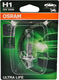 Автолампа Osram Ultra Life H1 P14,5s 55 W прозрачная 64150ult01b